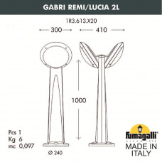 Садовый светильник-столбик наклонный FUMAGALLI GABRI REMI/LUCIA 2L 1R3.613.X20.LYE27