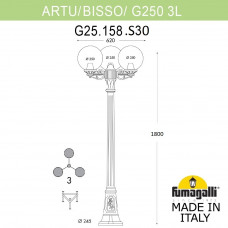 Садово-парковый фонарь FUMAGALLI ARTU BISSO/G250 3L G25.158.S30.AYF1R