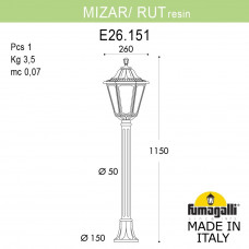 Садовый светильник-столбик FUMAGALLI MIZAR.R/RUT E26.151.000.VYE27