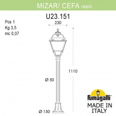Садовый светильник-столбик FUMAGALLI MIZAR.R/CEFA U23.151.000.VXE27
