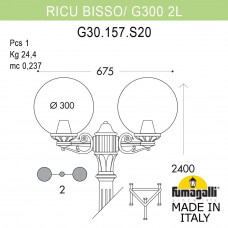 Садово-парковый фонарь FUMAGALLI RICU BISSO/G300 2L G30.157.S20.VYE27
