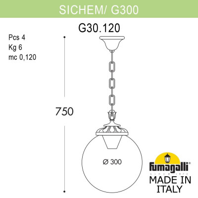 Подвесной уличный светильник FUMAGALLI SICHEM/G300. G30.120.000.VZE27