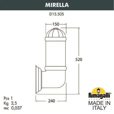 Светильник уличный настенный FUMAGALLI MIRELLA  D15.505.000.BXF1R.FC1