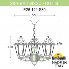 Подвесной уличный светильник FUMAGALLI SICHEM/RUT 3L (люстра) E26.120.S30.VXF1R