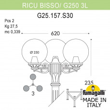 Садово-парковый фонарь FUMAGALLI RICU BISSO/G250 3L G25.157.S30.VXF1R