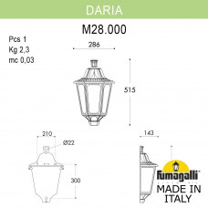 Уличное бра FUMAGALLI DARIA M28.000.000.WXE27