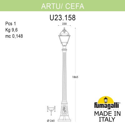 Садово-парковый фонарь FUMAGALLI ARTU/CEFA U23.158.000.WXE27