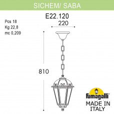 Подвесной уличный светильник FUMAGALLI SICHEM/SABA K22.120.000.WYE27